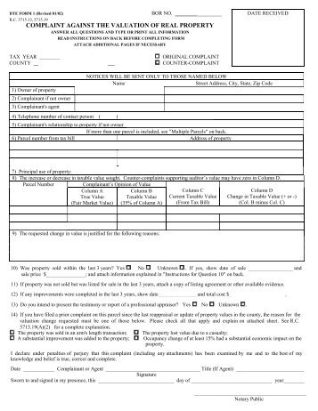 DTE FORM 1 (Revised 4/96) BOR NO - Franklin County Auditor