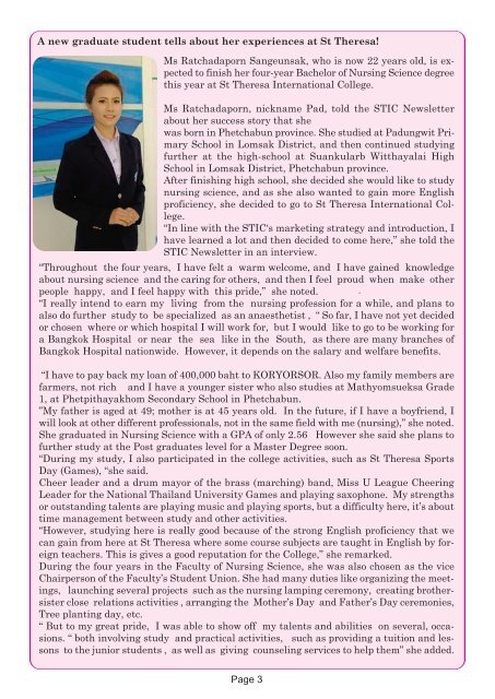 NEWSLETTER_ St Theresa International College, Thailand