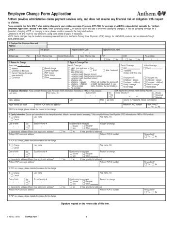 Anthem Employee Change Form Application