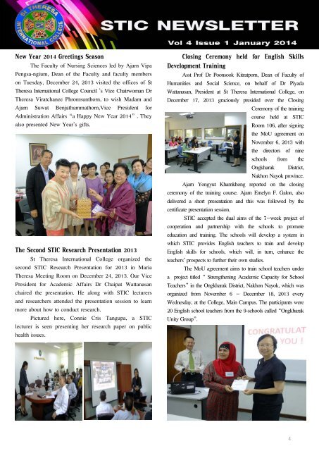 NEWSLETTER_ St Theresa International College, Thailand