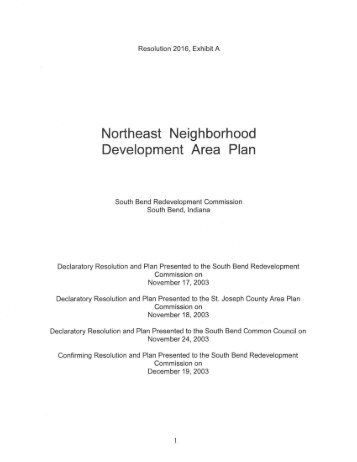 Northeast Neighborhood Development Area Plan - City of South Bend