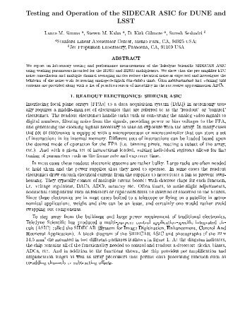 Testing and Operation of the SIDECAR ASIC for ... - Lance Simms