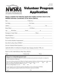 Volunteer Program Application - NWSRA