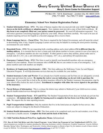 Elementary New Student 2013 2014 - Geary County Schools USD 475