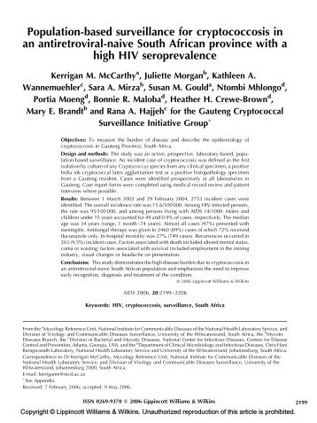 Population-based surveillance for cryptococcosis in an antiretroviral ...