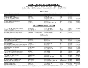 list of designers, installer, and pumpers - Grant County Health District