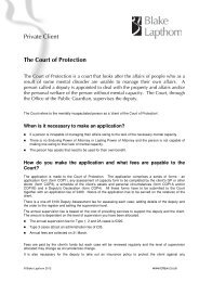 Private Client The Court of Protection - Blake Lapthorn