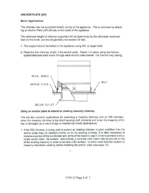 Connecting an ICC metal chimney to an 8x12 masonry chimney