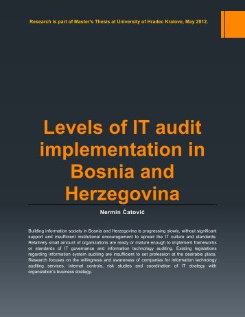 Levels of IT audit implementation in Bosnia and ... - ITrevizija.ba