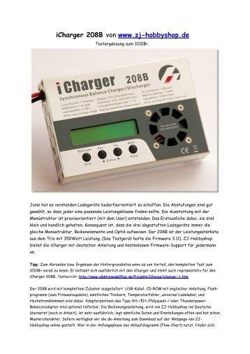 iCharger 208B von www.zj-hobbyshop.de - Elektromodellflug