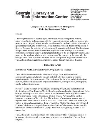Collection Development Policy - Georgia Tech Library