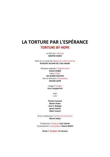 LA TORTURE PAR L'ESPÃRANCE - Huber, Klaus