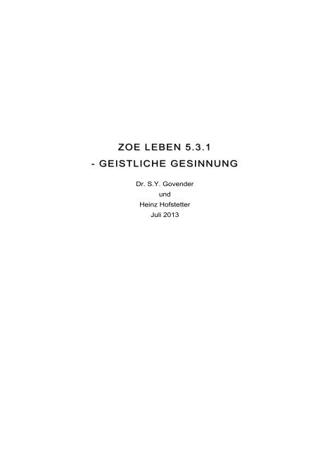 zoe leben 5.3.1 geistliche gesinnung.drsyg.heinz ... - firstfruitfamily.org