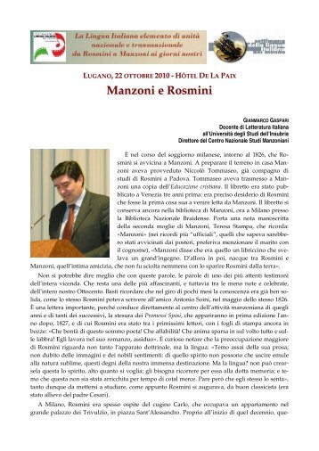 Manzoni e Rosmini - Centro Internazionale di Studi Rosminiani