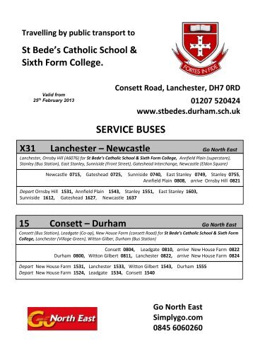 Download the latest school bus timetable - St. Bede's Catholic ...