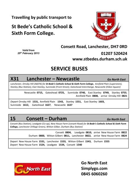 Download the latest school bus timetable - St. Bede's Catholic ...