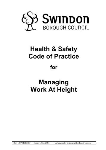 Working at Height Policy - SchoolsOnline - Swindon Borough Council