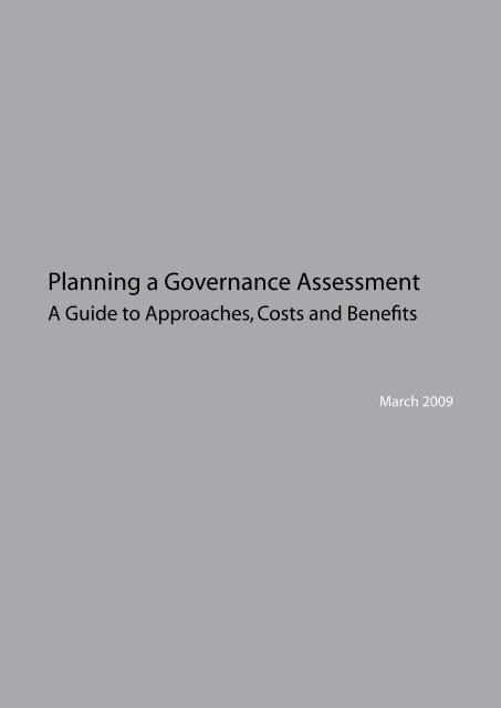 planning a governance assessment - United Nations Development ...