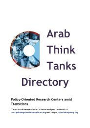 Directory of think tanks in the Arab region - Foundation For the Future