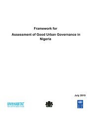 Framework for Assessment of Good Urban Governance in Nigeria