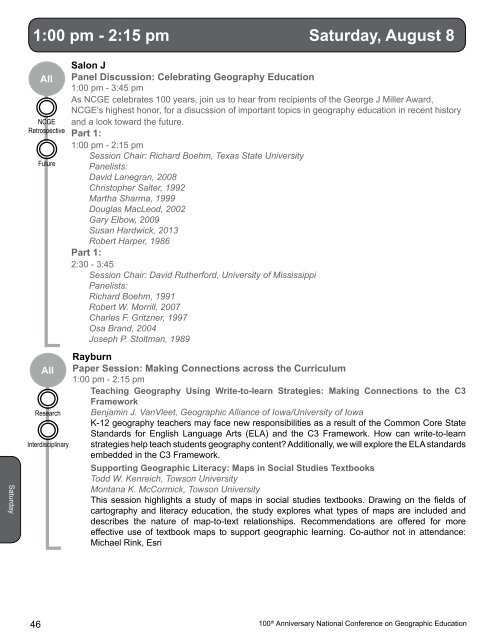 2015 National Conference on Geography Education Preliminary Program