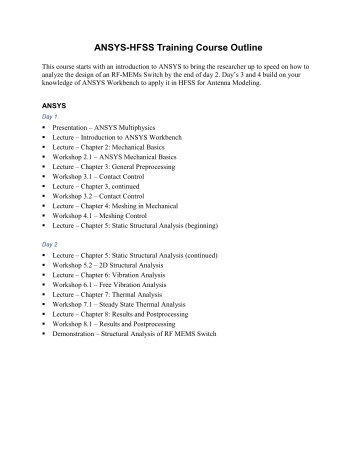 ANSYS-HFSS Training Course Outline