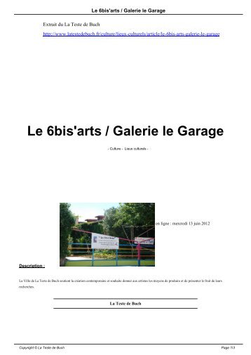 Le 6bis'arts / Galerie le Garage - La Teste de Buch
