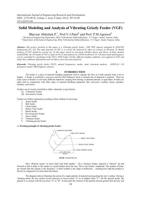 Solid Modeling And Analysis Of Vibrating Grizzly Feeder Vgf Ijerd