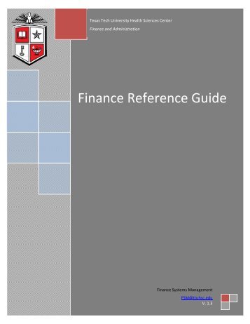 Finance Reference Guide - TTUHSC :: Finance & Administration