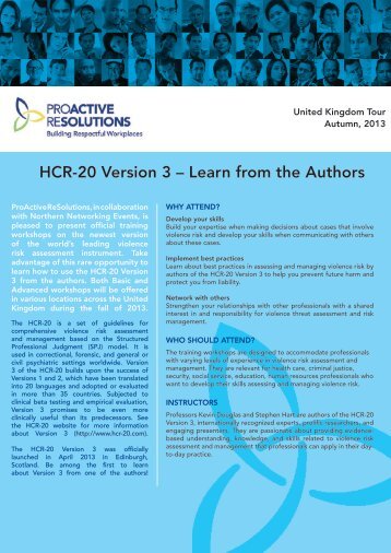 HCR-20 Version 3 - Northern Networking Events