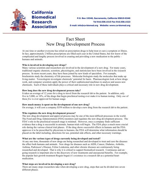 Fact Sheet New Drug Development Process - California Biomedical ...