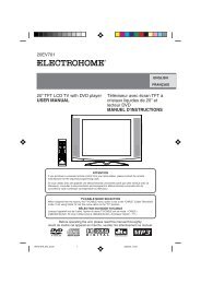 20â€ TFT LCD TV with DVD player USER MANUAL ... - Electrohome