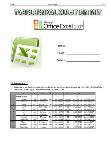 Excel EinfÃ¼hrung Teil 1