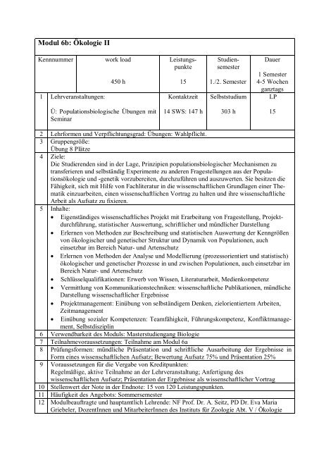 Modulhandbuch - Fachbereich Biologie - Johannes Gutenberg ...