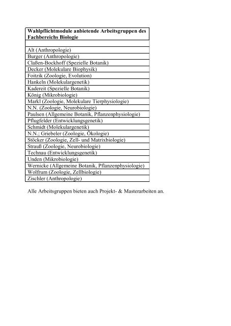 Modulhandbuch - Fachbereich Biologie - Johannes Gutenberg ...