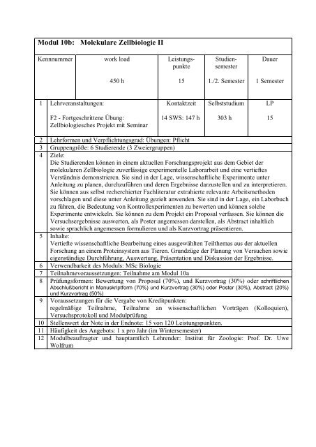 Modulhandbuch - Fachbereich Biologie - Johannes Gutenberg ...