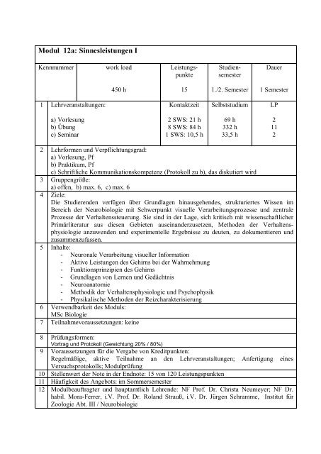 Modulhandbuch - Fachbereich Biologie - Johannes Gutenberg ...