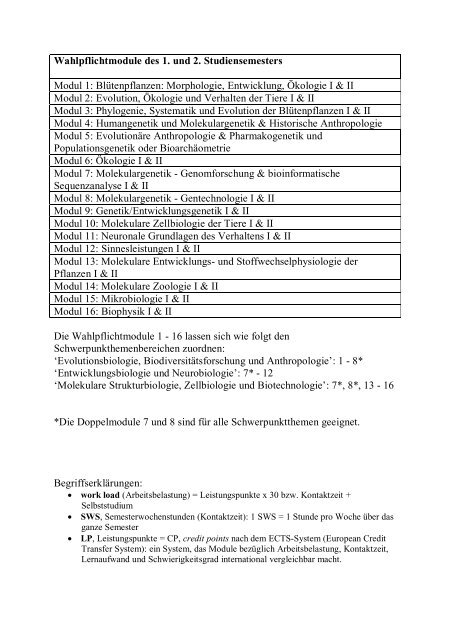 Modulhandbuch - Fachbereich Biologie - Johannes Gutenberg ...