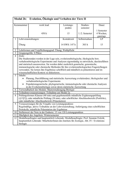 Modulhandbuch - Fachbereich Biologie - Johannes Gutenberg ...