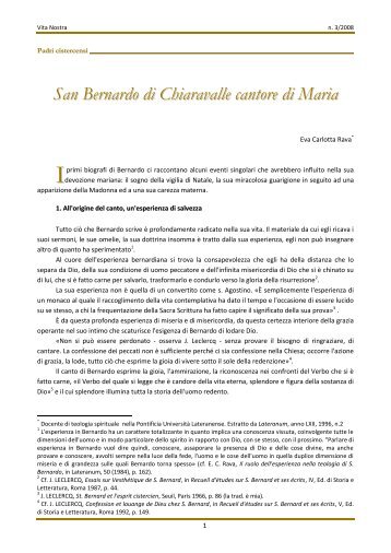 San Bernardo di Chiaravalle cantore di Maria - Associazione Nuova ...