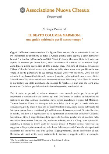 IL BEATO COLUMBA MARMION - Associazione Nuova Citeaux