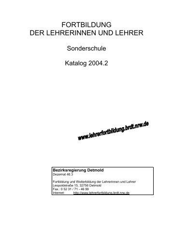 Sonderschule - Lehrerfortbildung Bezirksregierung Detmold