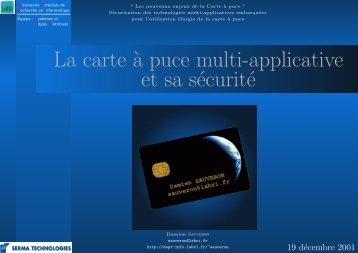 La carte `a puce multi-applicative et sa sÂ´ecuritÂ´e - Damien Sauveron