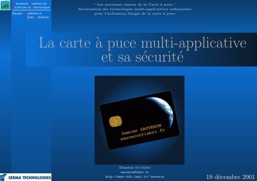 La carte `a puce multi-applicative et sa sÂ´ecuritÂ´e - Damien Sauveron