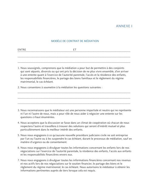 Modèle de contrat de médiation