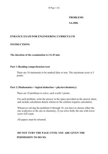 Mathematics and logical deduction skills test 2006 - SAMK