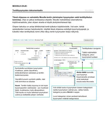 MOODLE-OHJE: Tenttikysymysten dokumentaatio 12.4 ... - SAMK