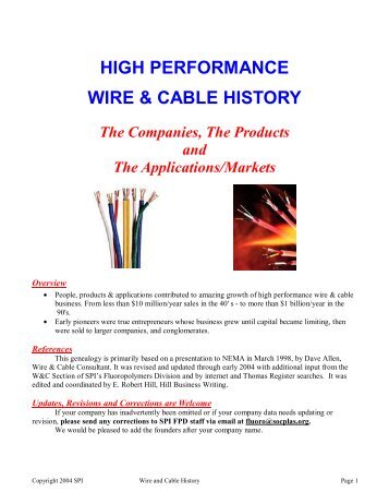 High Performance Wire & Cable History - Fluoropolymers Division