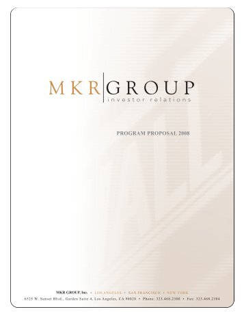 MKR Group Investor Relations Program
