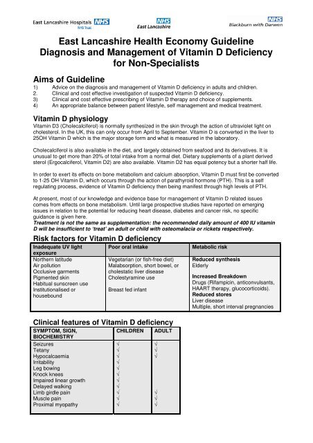 Diagnosis and Management of Vitamin D Deficiency for Non ...